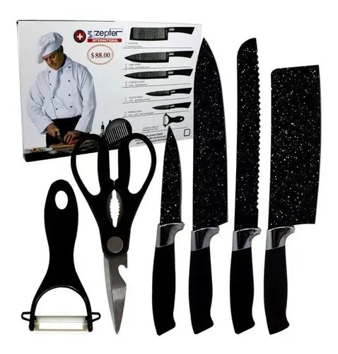 Jogo Facas Inox Profissional Kit 6 Peças Churrasco Cozinha
