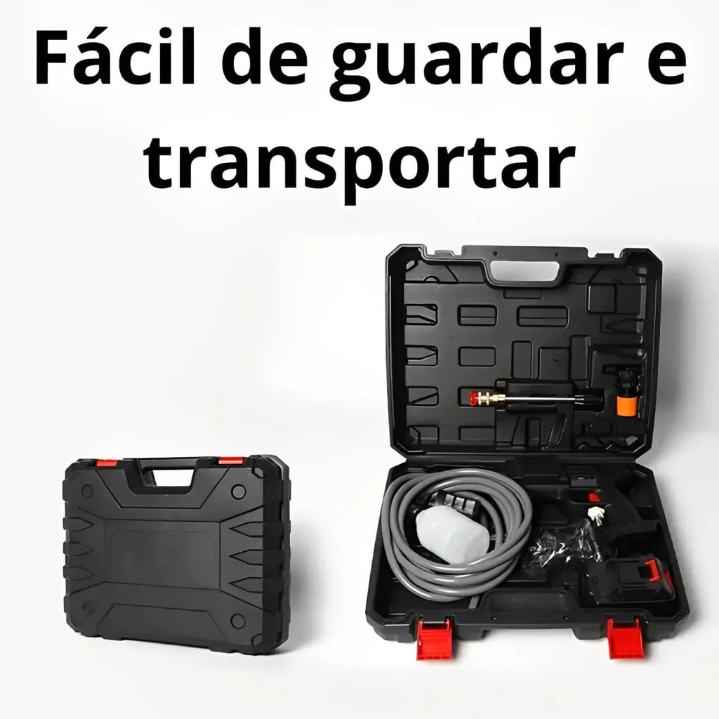 LAVADORA PORTÁTIL DE ALTA PRESSÃO Mangueira de 5m + Bateria Recarregável