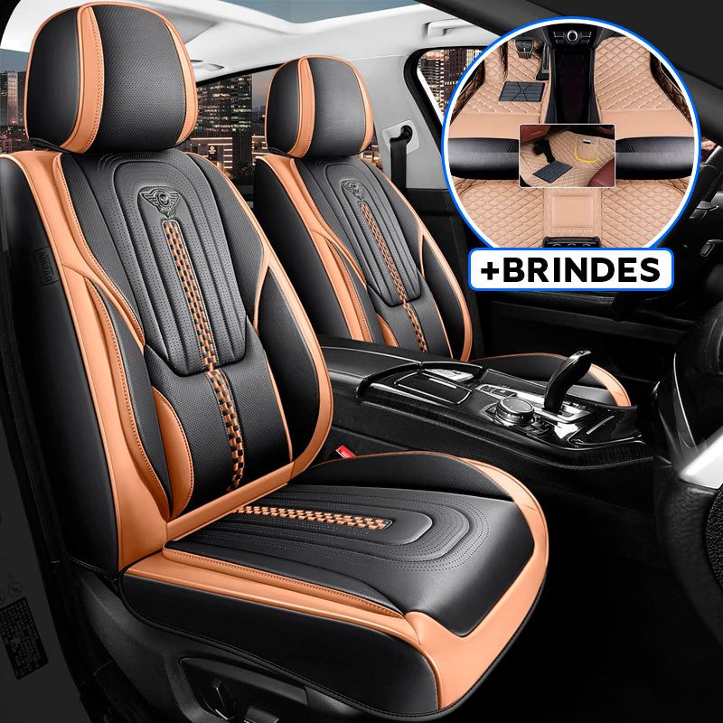 Capa Universal Completa Para Carro Iberian em Couro Legítimo +BRINDES: 3 Tapetes Para Carro