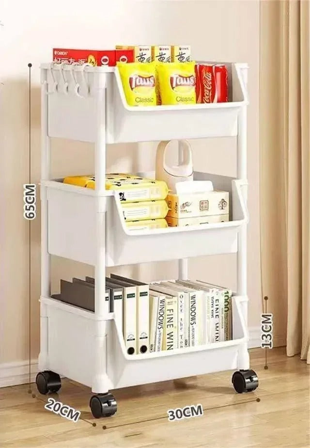 Estante de Armazenamento de Canto com Rodinhas para Cozinha, Banheiro e Sala de Estar